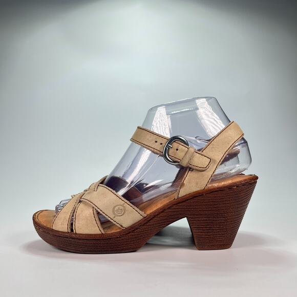 Born Belinda Brown Leather Adjustable Ankle Strap Sandals B20411 Women’s Size 7 - Picture 4 of 11